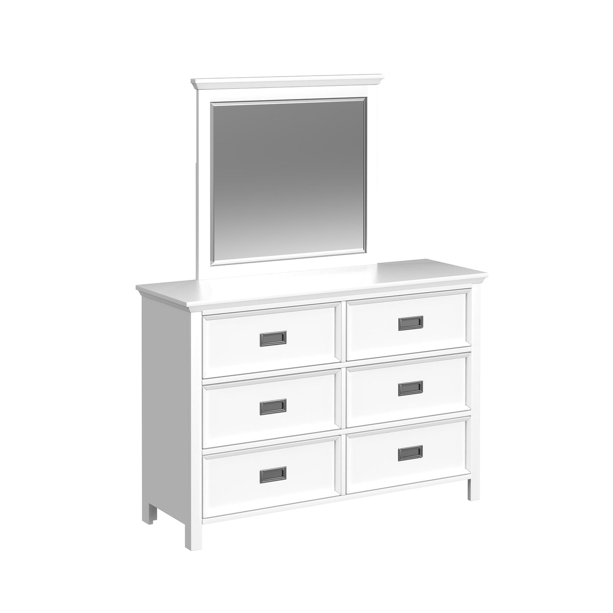 Hampton Kids Dresser And Mirror Set In White