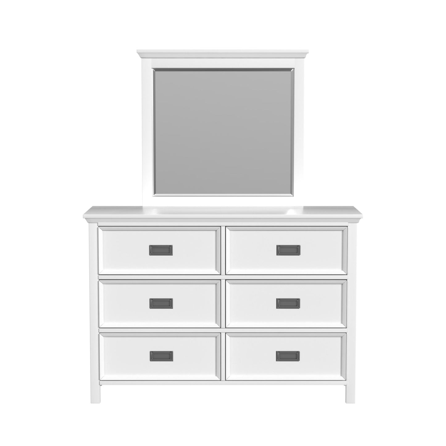 Hampton Kids Dresser and Mirror Set in White