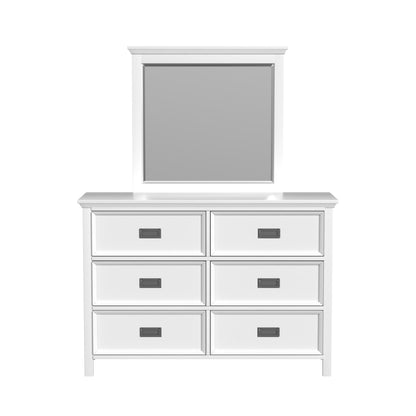 Hampton Kids Dresser and Mirror Set in White