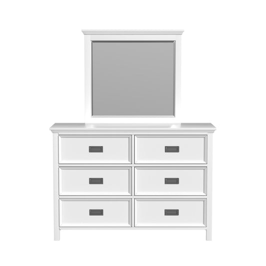 Hampton Kids Dresser and Mirror Set in White