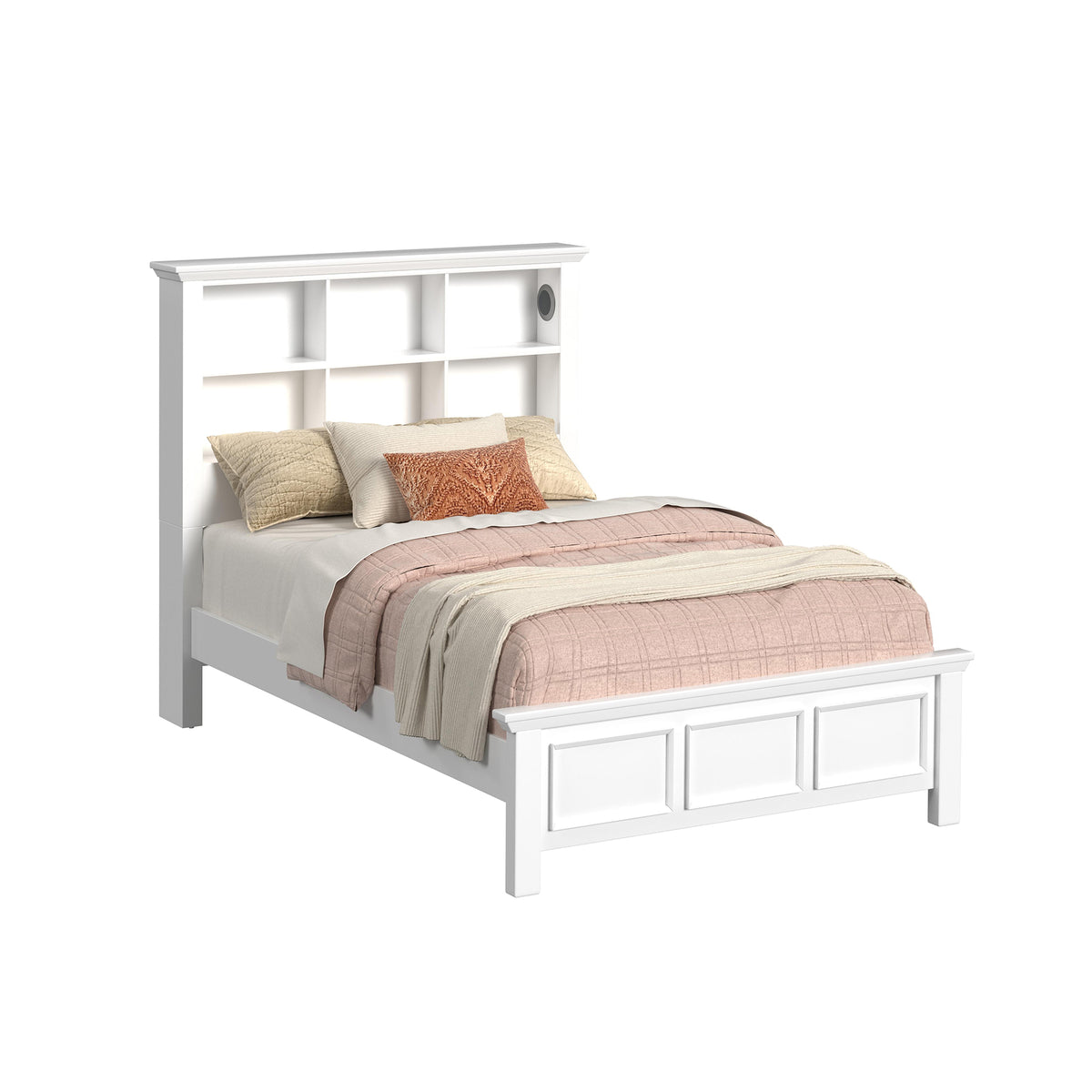 Hampton Kids Full Bookcase 3Pc Bedroom Set In White