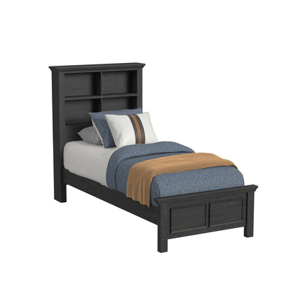 Hampton Kids Twin Bookcase 3PC Bedroom Set in Charcoal