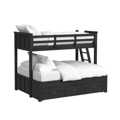 Hampton Kids Twin Over Full Bunk with Ladder and Trundle 3PC Bedroom Set in Charcoal