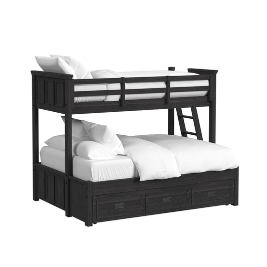 Hampton Kids Twin Over Full Bunk with Ladder and Trundle 5PC Bedroom Set in Charcoal