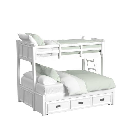 Hampton Kids Twin Over Full Bunk with Ladder and Trundle 5PC Bedroom Set in White