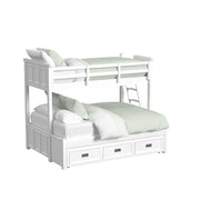 Hampton Kids Twin Over Full Bunk with Ladder and Trundle 3PC Bedroom Set in White