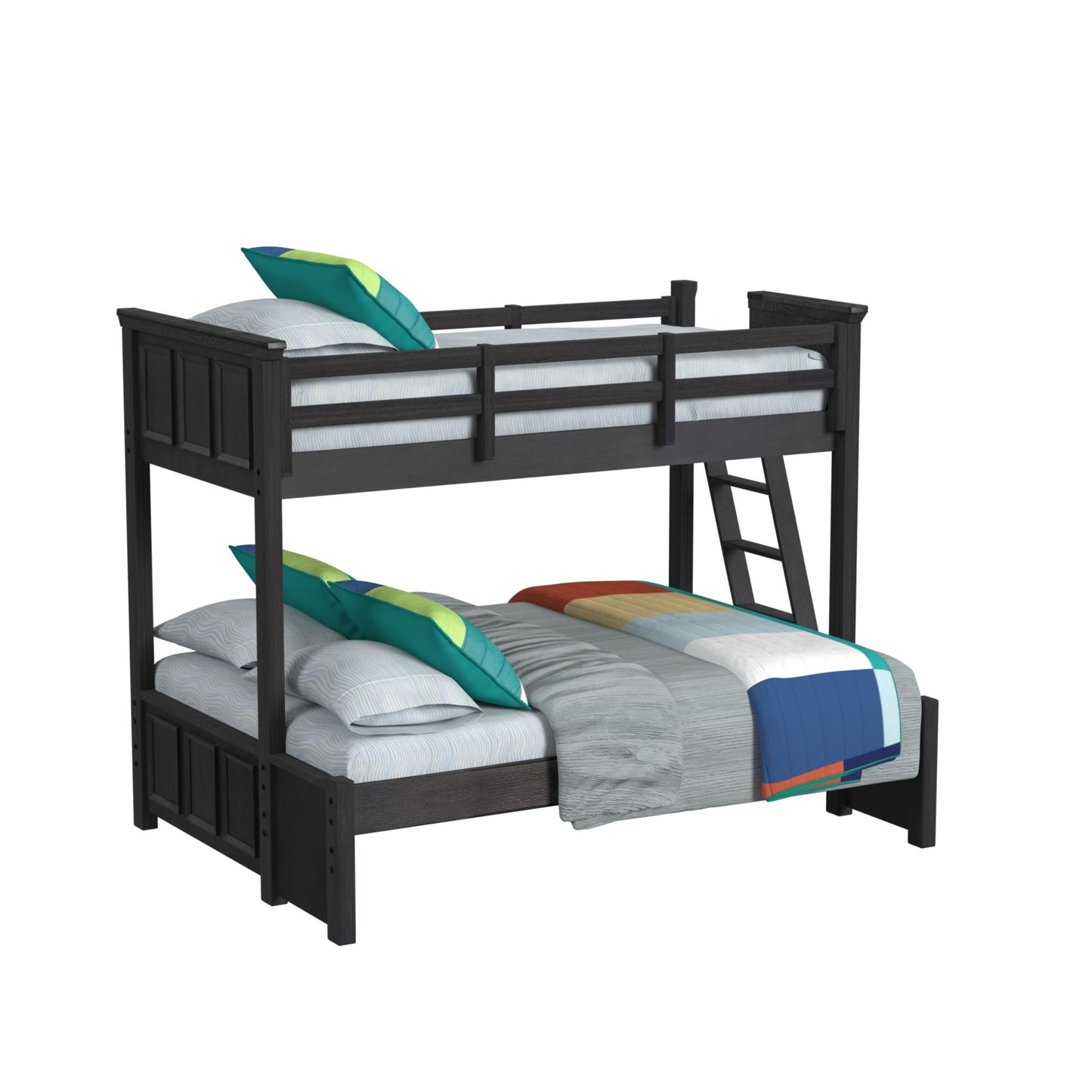 Hampton Kids Twin Over Full Bunk with Ladder in Charcoal