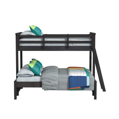Hampton Kids Twin Over Full Bunk with Ladder in Charcoal