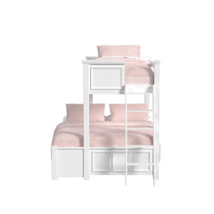 Hampton Kids Twin Over Full Bunk with Ladder 3PC Bedroom Set in White