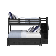 Hampton Kids Twin Over Full Bunk with Staircase and Trundle in Charcoal