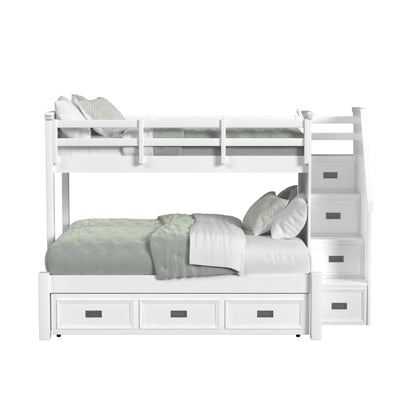 Hampton Kids Twin Over Full Bunk with Staircase and Trundle in White