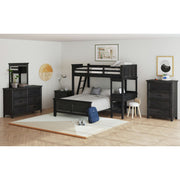 Hampton Kids Twin Over Full Loft with Ladder and Desk with Speaker 5PC Bedroom Set in Charcoal