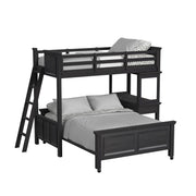 Hampton Kids Twin Over Full Loft with Ladder and Desk with Speaker 5PC Bedroom Set in Charcoal