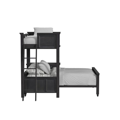 Hampton Kids Twin Over Full Loft with Ladder and Desk with Speaker in Charcoal