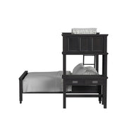 Hampton Kids Twin Over Full Loft with Ladder and Desk with Speaker in Charcoal