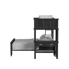 Hampton Kids Twin Over Full Loft with Ladder and Desk with Speaker in Charcoal