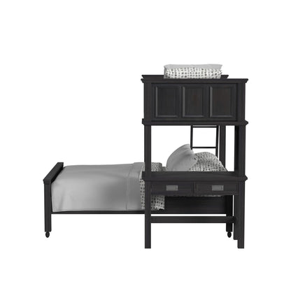 Hampton Kids Twin Over Full Loft with Ladder and Desk with Speaker in Charcoal