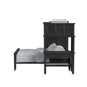 Hampton Kids Twin Over Full Loft with Staircase and Desk with Speaker 3PC Bedroom Set in Charcoal