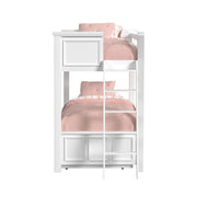 Hampton Kids Twin Over Twin Bunk with Ladder and Trundle in White