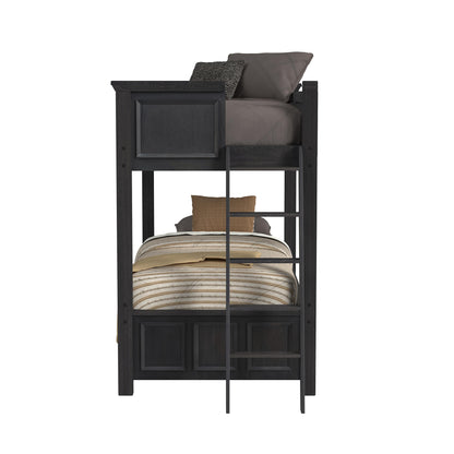 Hampton Kids Twin Over Twin Bunk with Ladder in Charcoal