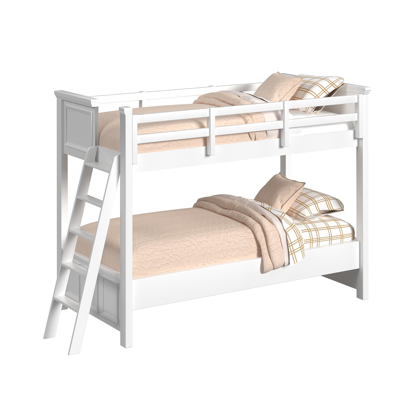 Hampton Kids Twin Over Twin Bunk with Ladder 3PC Bedroom Set in White