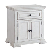 Heather 1-Drawer Nightstand with USB in Rustic White
