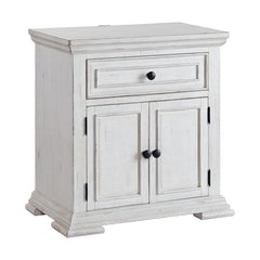 Heather 1-Drawer Nightstand with USB in Rustic White