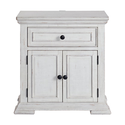 Heather 1-Drawer Nightstand with USB in Rustic White