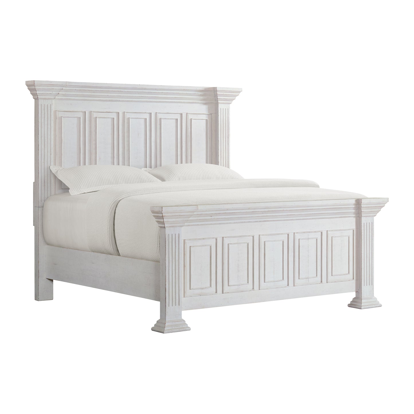 Heather King Panel Bed in Rustic White