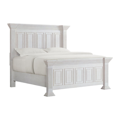 Heather King Panel Bed in Rustic White