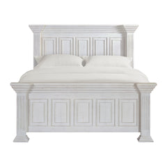 Heather King Panel Bed in Rustic White