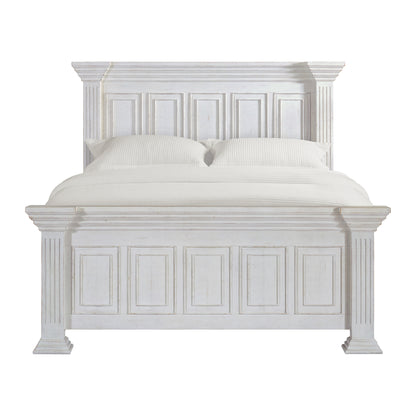 Heather King Panel Bed in Rustic White