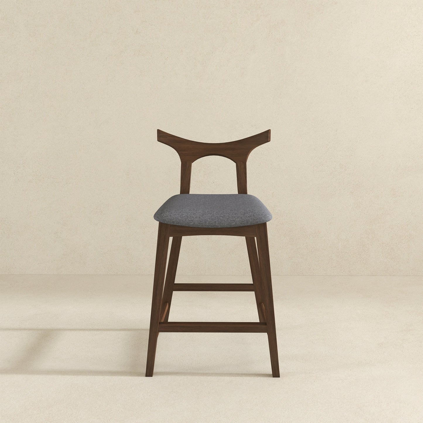 Silla de bar cuadrada tapizada de madera maciza Hester (juego de 2)