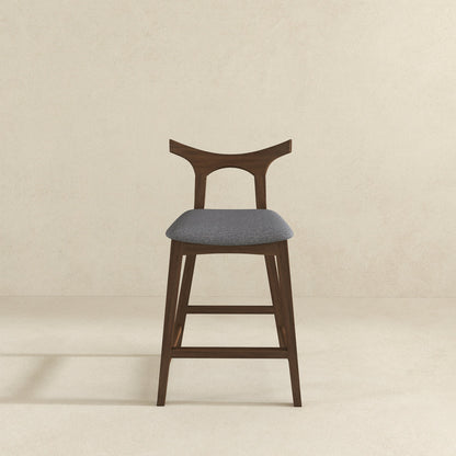 Silla de bar cuadrada tapizada de madera maciza Hester (juego de 2)