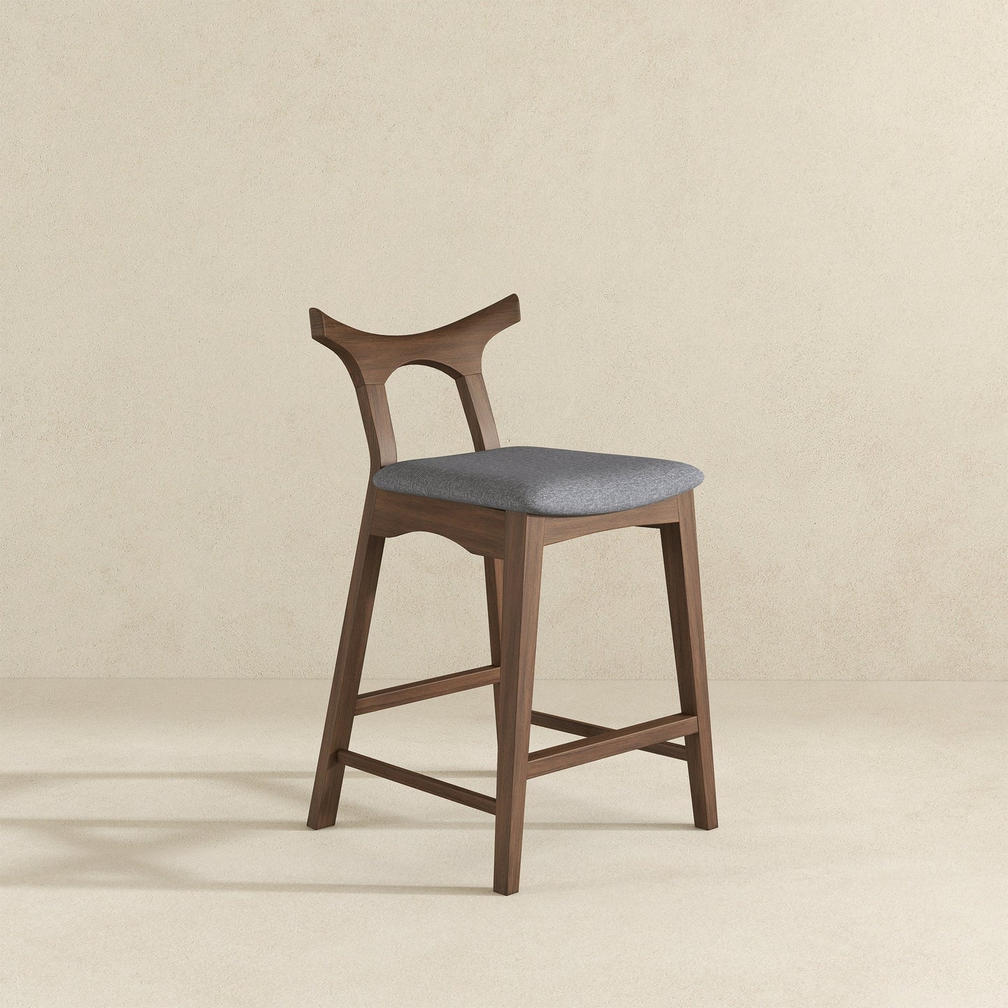 Silla de bar cuadrada tapizada de madera maciza Hester (juego de 2)