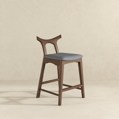 Silla de bar cuadrada tapizada de madera maciza Hester (juego de 2)