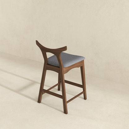 Silla de bar cuadrada tapizada de madera maciza Hester (juego de 2)