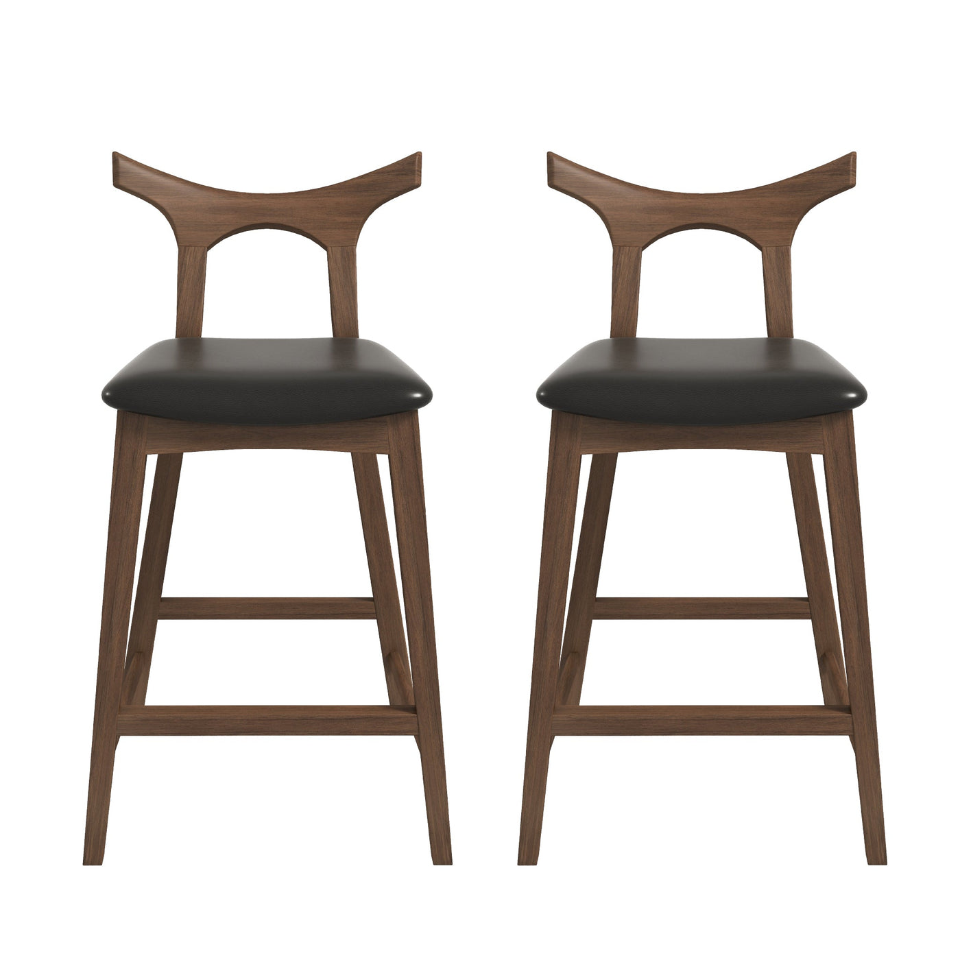 Silla de bar cuadrada tapizada de madera maciza Hester (juego de 2)