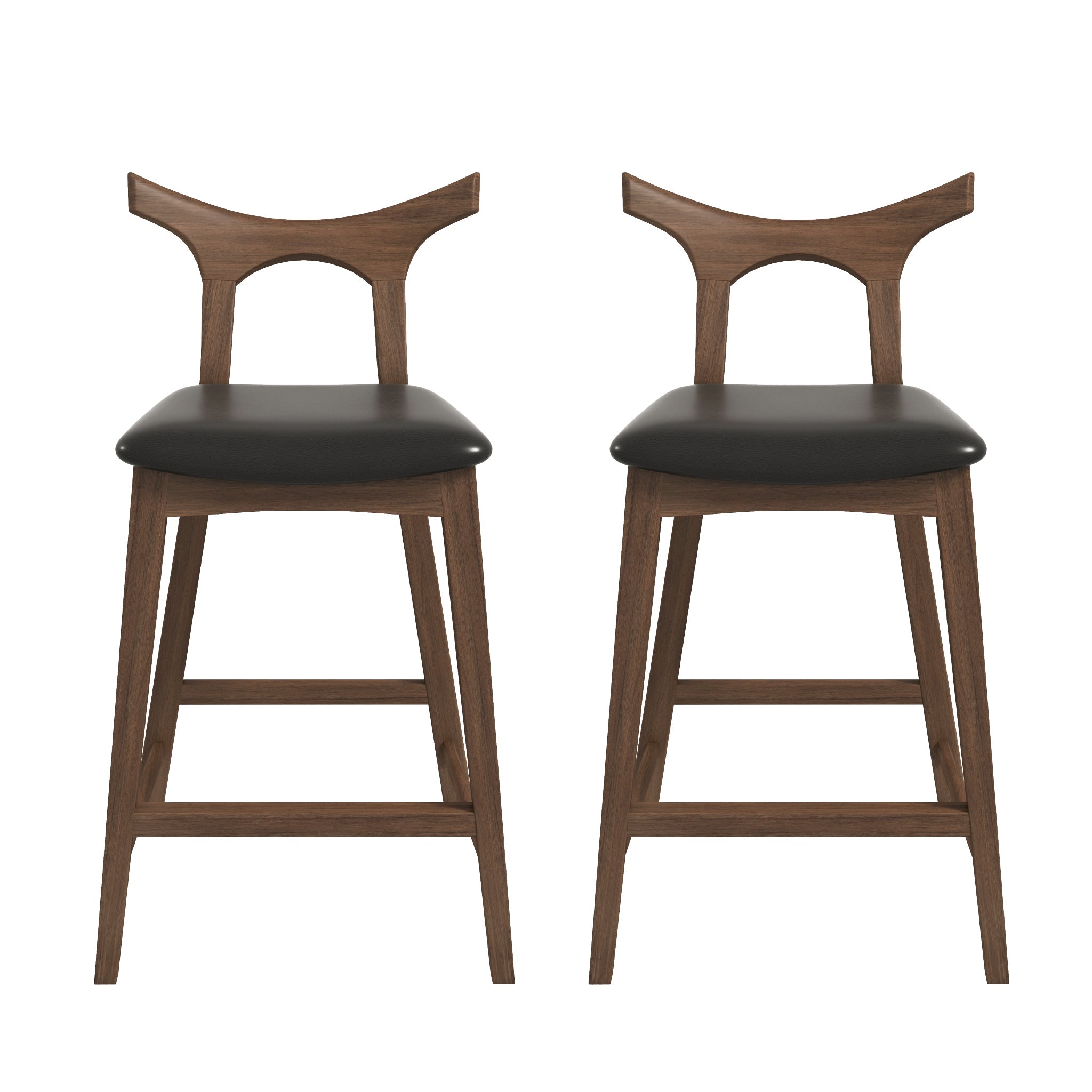 Silla de bar cuadrada tapizada de madera maciza Hester (juego de 2)