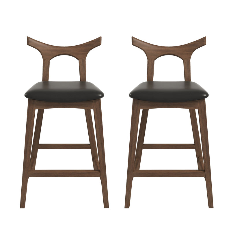 Silla de bar cuadrada tapizada de madera maciza Hester (juego de 2)
