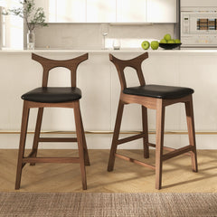 Silla de bar cuadrada tapizada de madera maciza Hester (juego de 2)