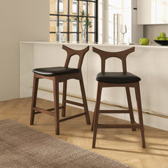 Silla de bar cuadrada tapizada de madera maciza Hester (juego de 2)