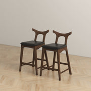 Silla de bar cuadrada tapizada de madera maciza Hester (juego de 2)
