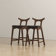 Silla de bar cuadrada tapizada de madera maciza Hester (juego de 2)