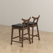 Silla de bar cuadrada tapizada de madera maciza Hester (juego de 2)