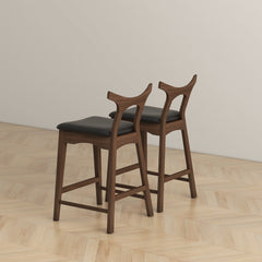 Silla de bar cuadrada tapizada de madera maciza Hester (juego de 2)