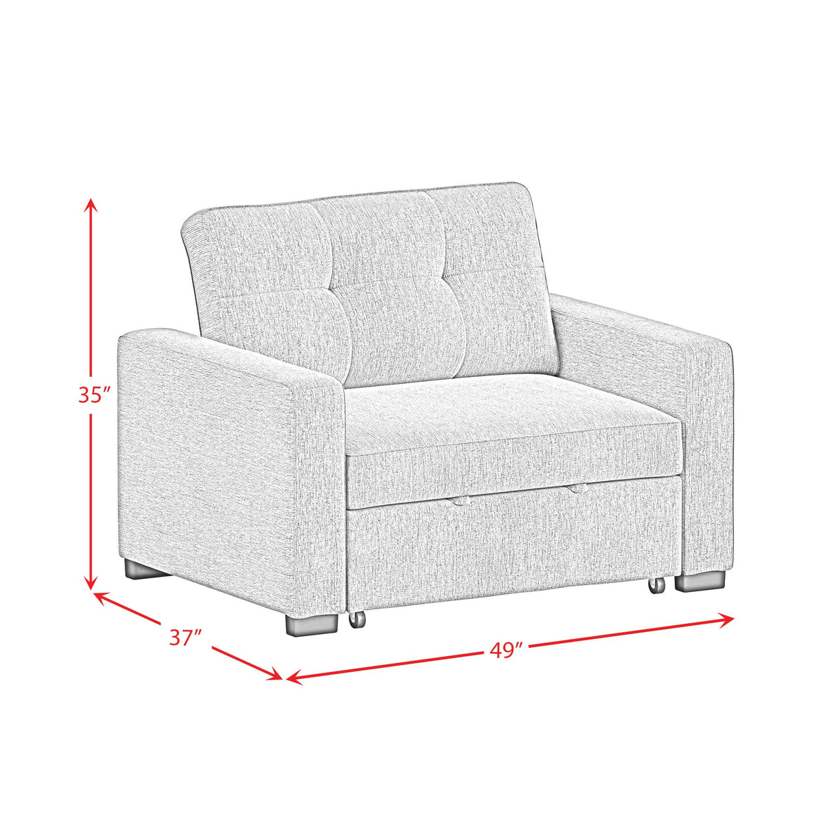 Homer Klicklak Chair w/Pull Out Bed in Clementine Grey