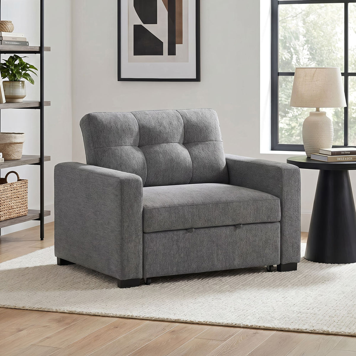 Homer Klicklak Chair w/Pull Out Bed in Clementine Grey