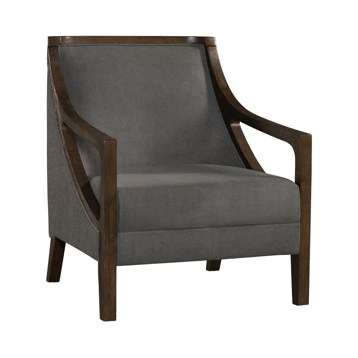Hopkins Chair W/Brown Arm Columbia Charcoal