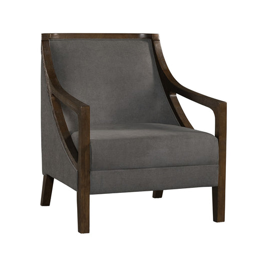 Hopkins Chair w/Brown Arm Columbia Charcoal (ISTA 3)